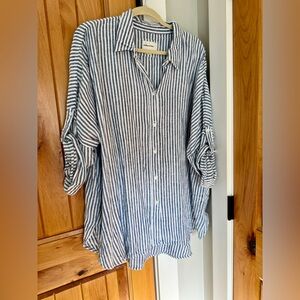 NWOT American Eagle linen blend button down tunic top